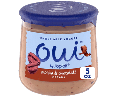 Oui by Yoplait Mocha & Chocolate Whole Milk Yogurt, French Style Yogurt Snack, 5 OZ Glass Yogurt Jar